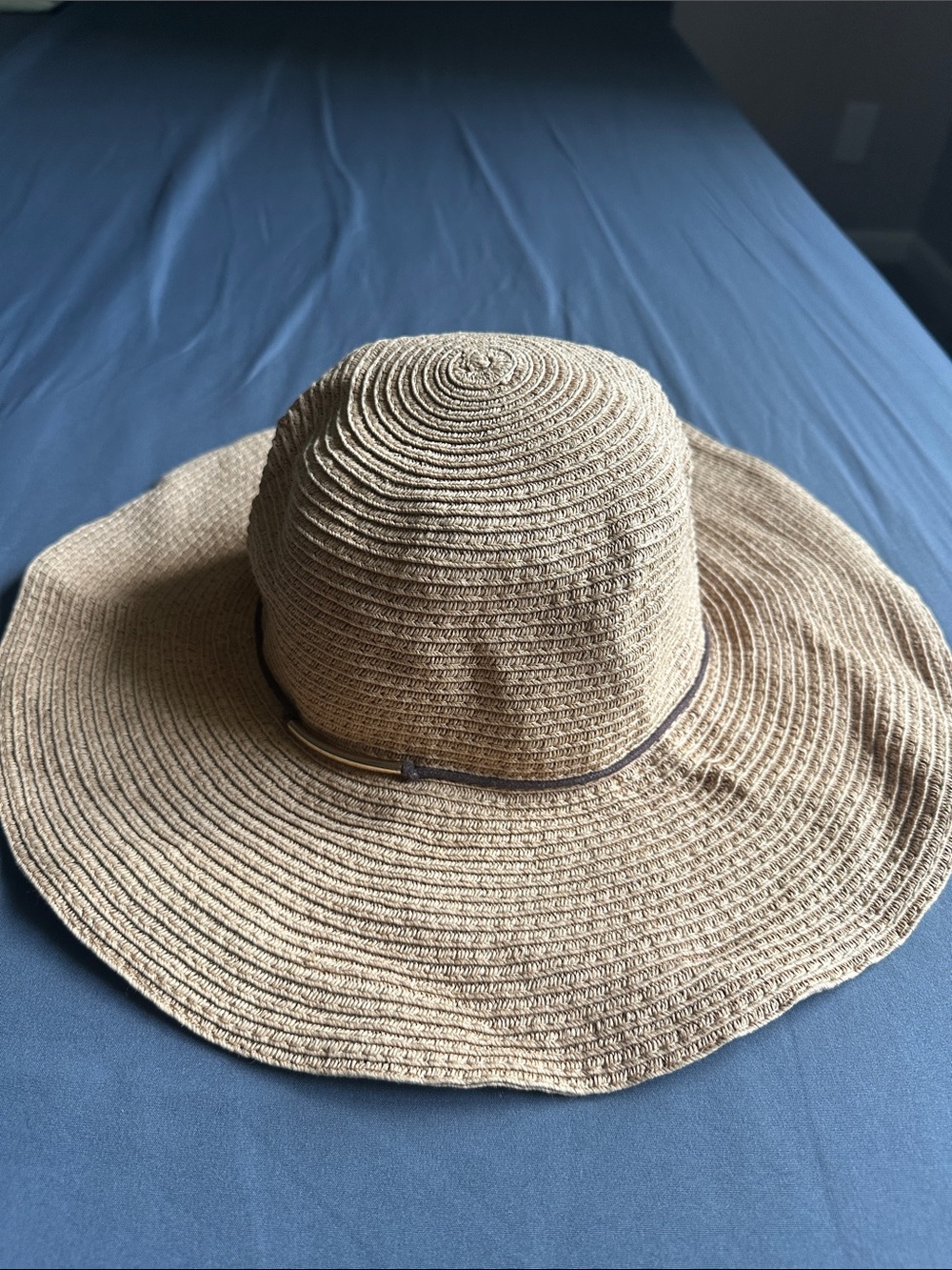 Target Braided Sun Hat in Tan with Dark Trim